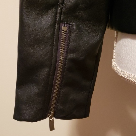 Dark blue faux leather moto jacket - Picture 5 of 6